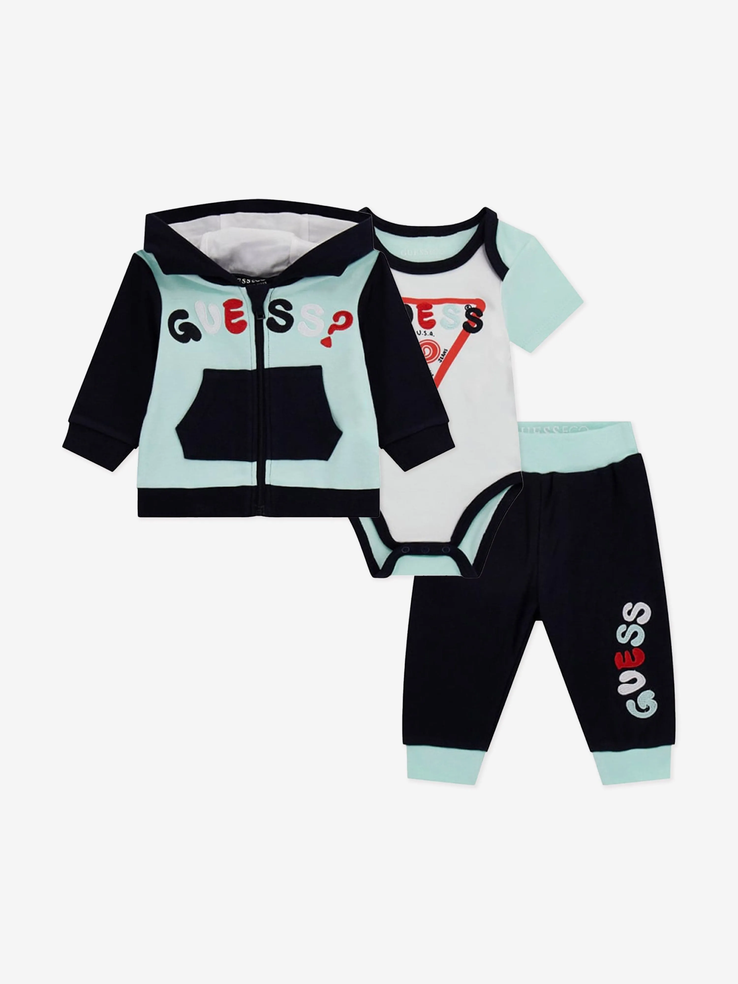 Guess Baby Boys 3 Piece Tracksuit Set in Navy