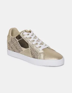 GUESS Women Gold Pemota Patchwork Print Sneakers