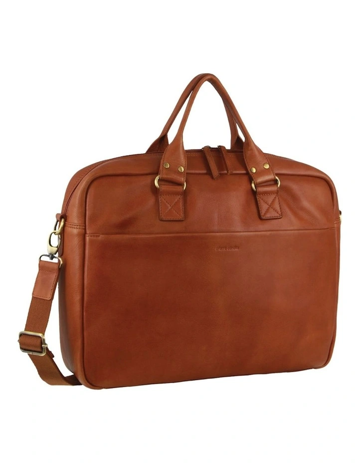 Italian Leather Computer Bag in Cognac