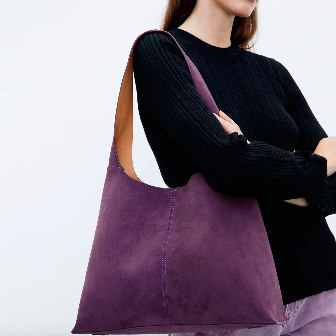 Joni Large Shoulder Bag | Bonded Suede