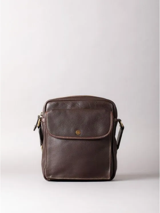 Kelsick Leather Reporter Bag in Bitter Chocolate