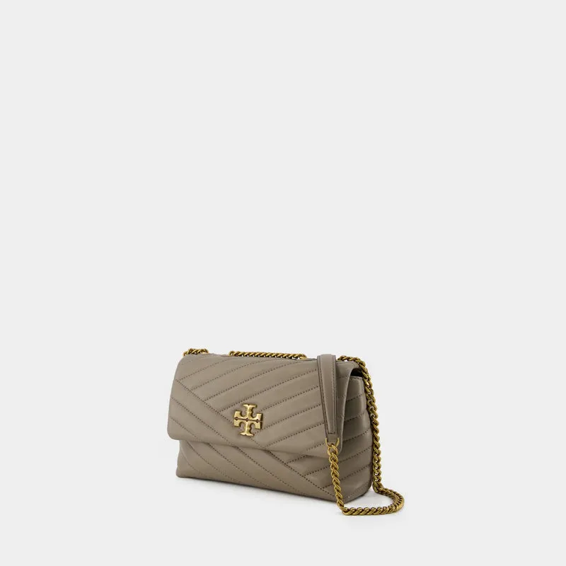 Kira Chevron Small Bag - Tory Burch - Leather - Grey