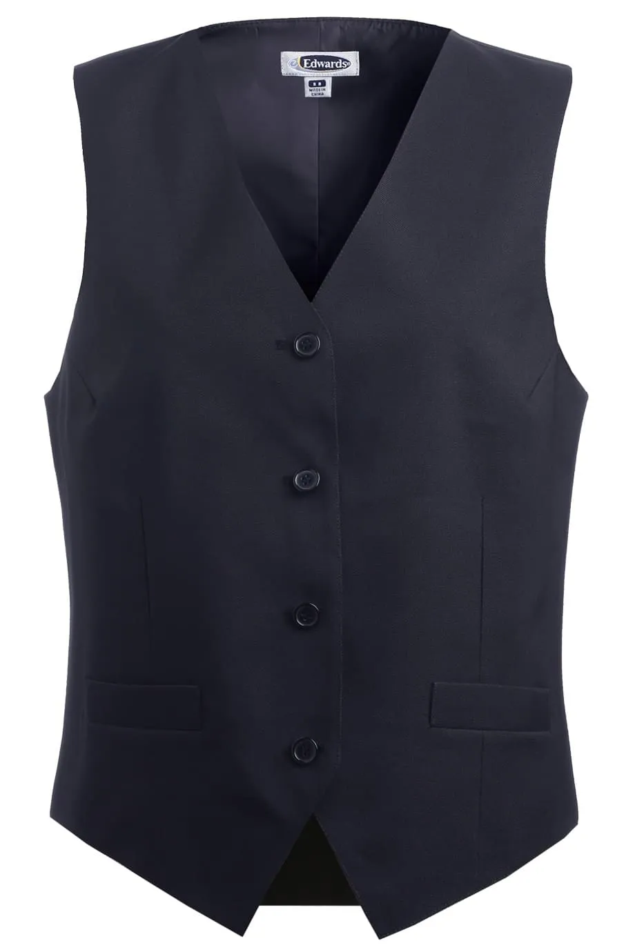 Ladies' Dark Navy Essential Polyester Vest (4 Buttons)