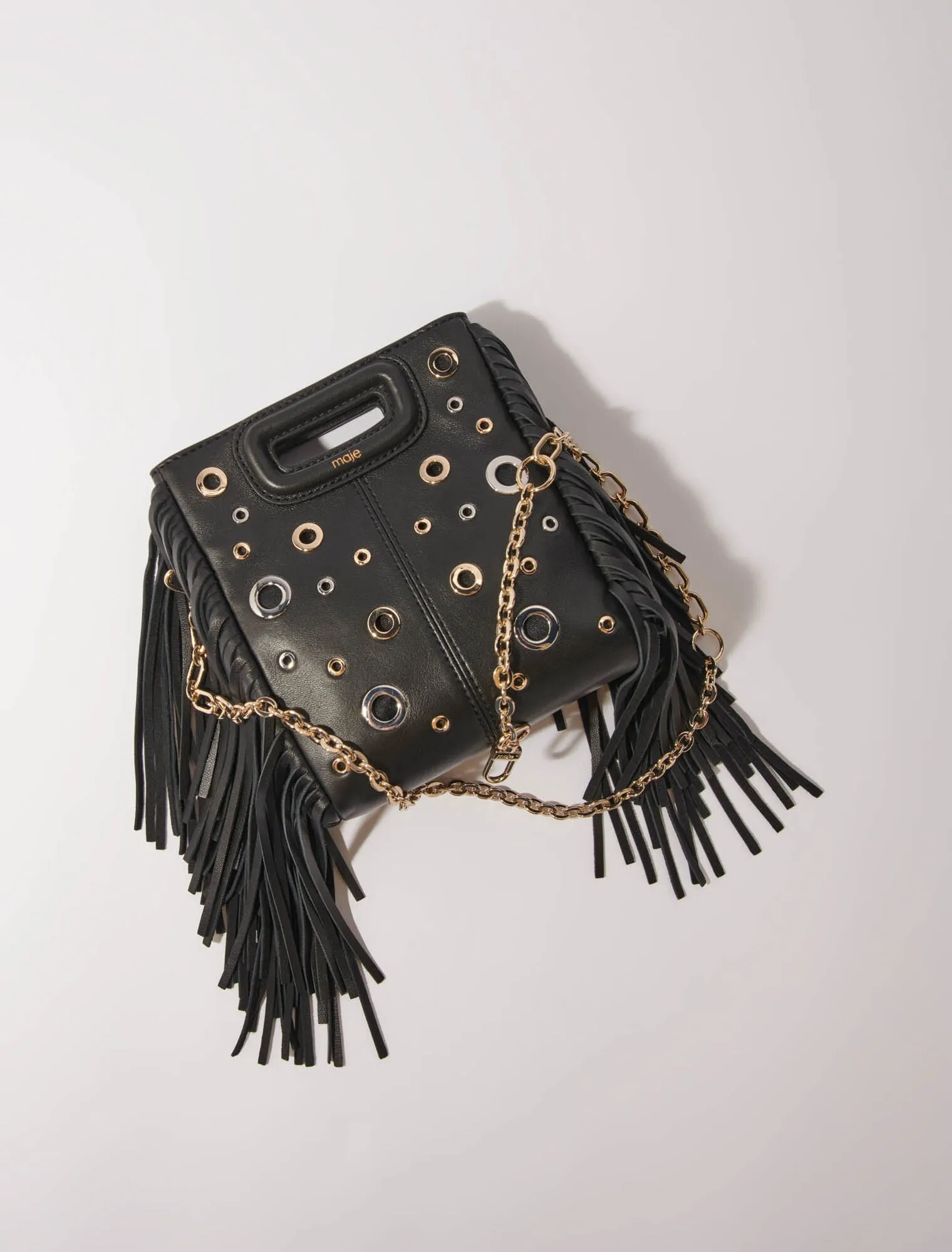 Leather M mini bag with eyelets