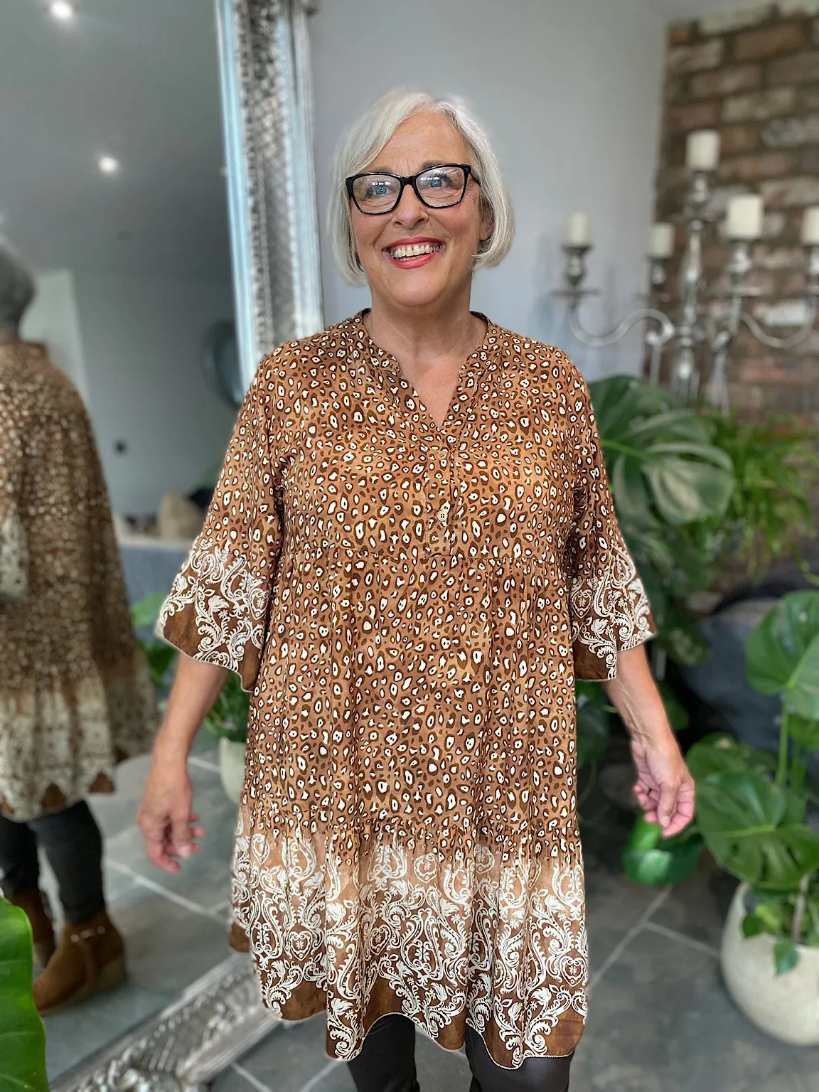 Leopard Print Button Tunic Belinda