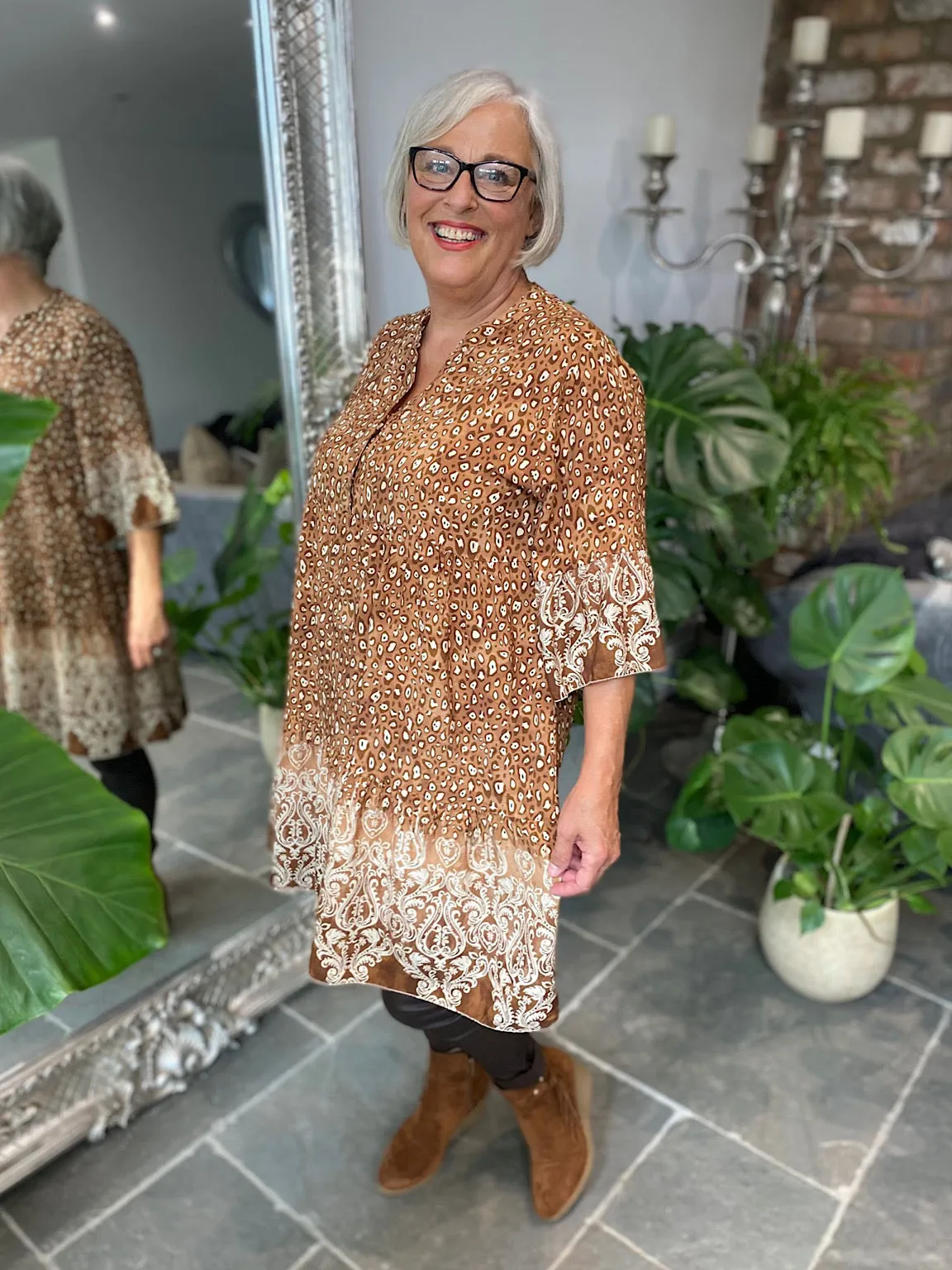 Leopard Print Button Tunic Belinda