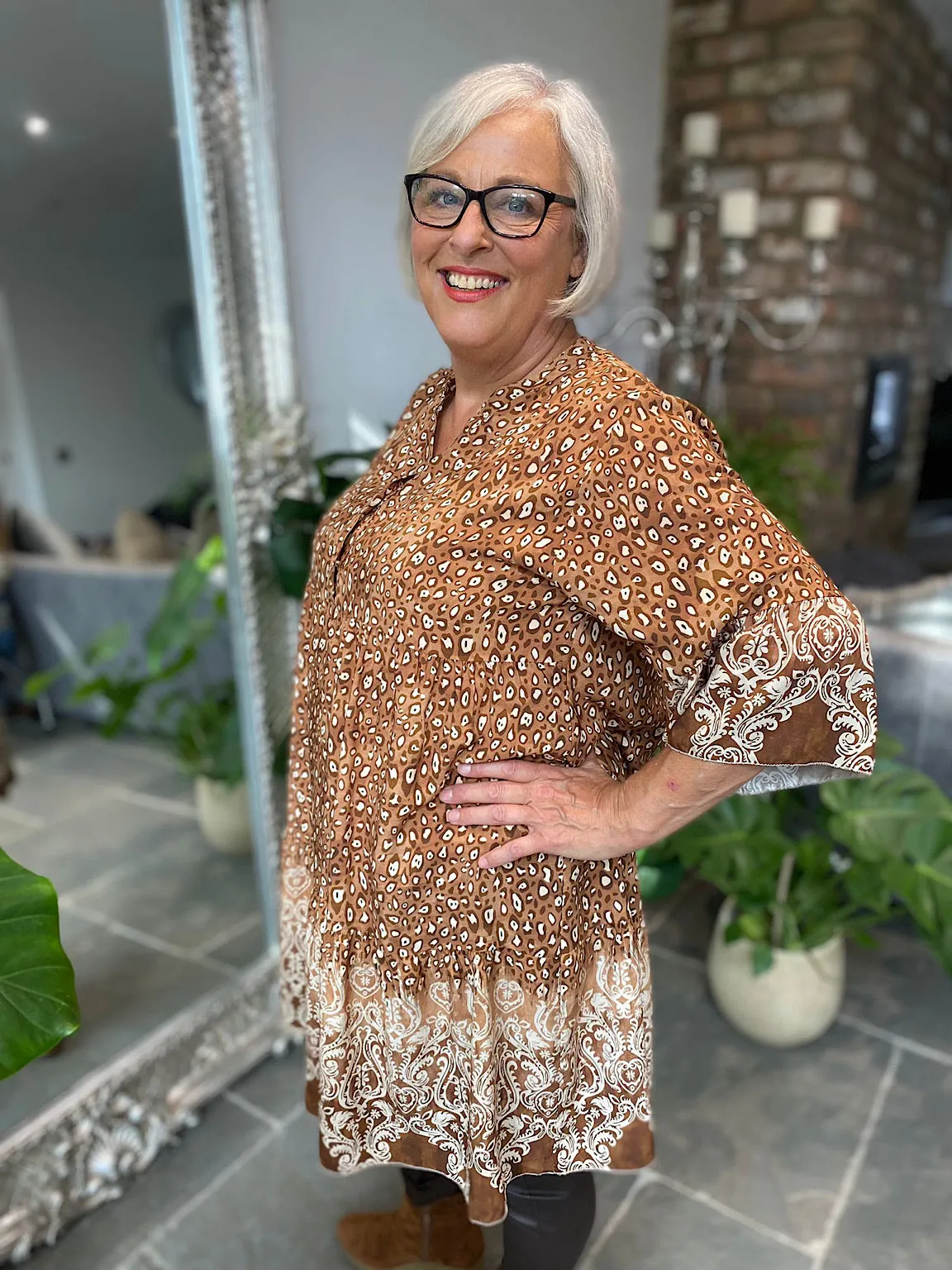 Leopard Print Button Tunic Belinda