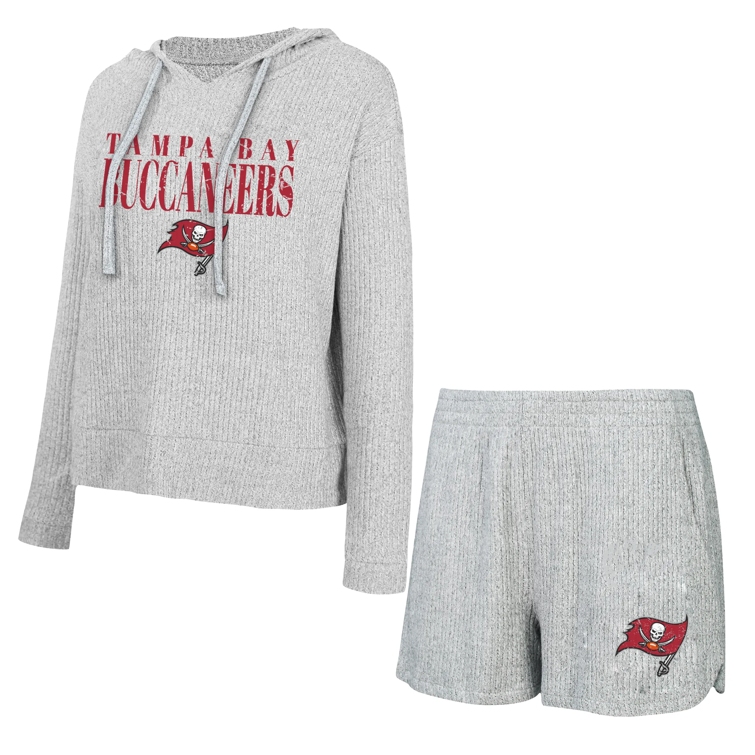 Lids Women's Concepts Sport Gray Tampa Bay Buccaneers Juniper Long Sleeve Hoodie T-Shirt & Shorts Set