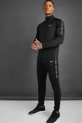 MAN Active Skinny Fit Tracksuit With Tape Detail | boohooMAN UK