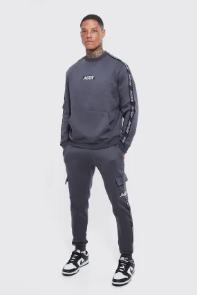 Man Tape Cargo Sweatshirt Tracksuit