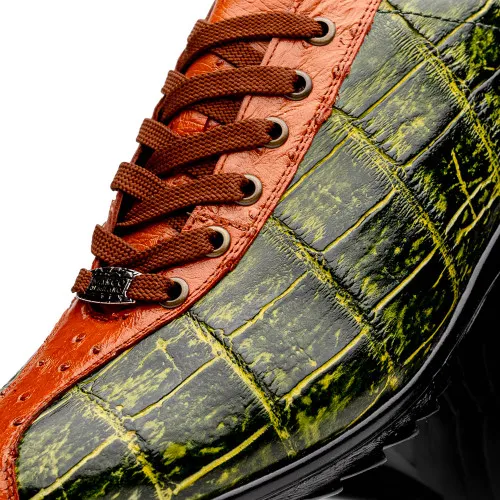 Marco Di Milano Saulo Green Alligator/Ostrich Fashion Sneakers