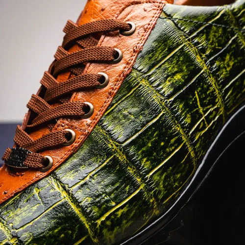 Marco Di Milano Saulo Green Alligator/Ostrich Fashion Sneakers