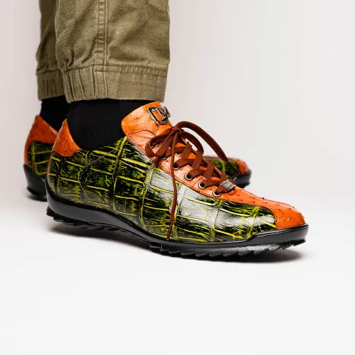 Marco Di Milano Saulo Green Alligator/Ostrich Fashion Sneakers