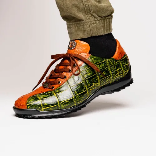 Marco Di Milano Saulo Green Alligator/Ostrich Fashion Sneakers