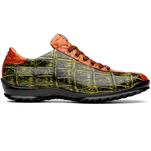 Marco Di Milano Saulo Green Alligator/Ostrich Fashion Sneakers