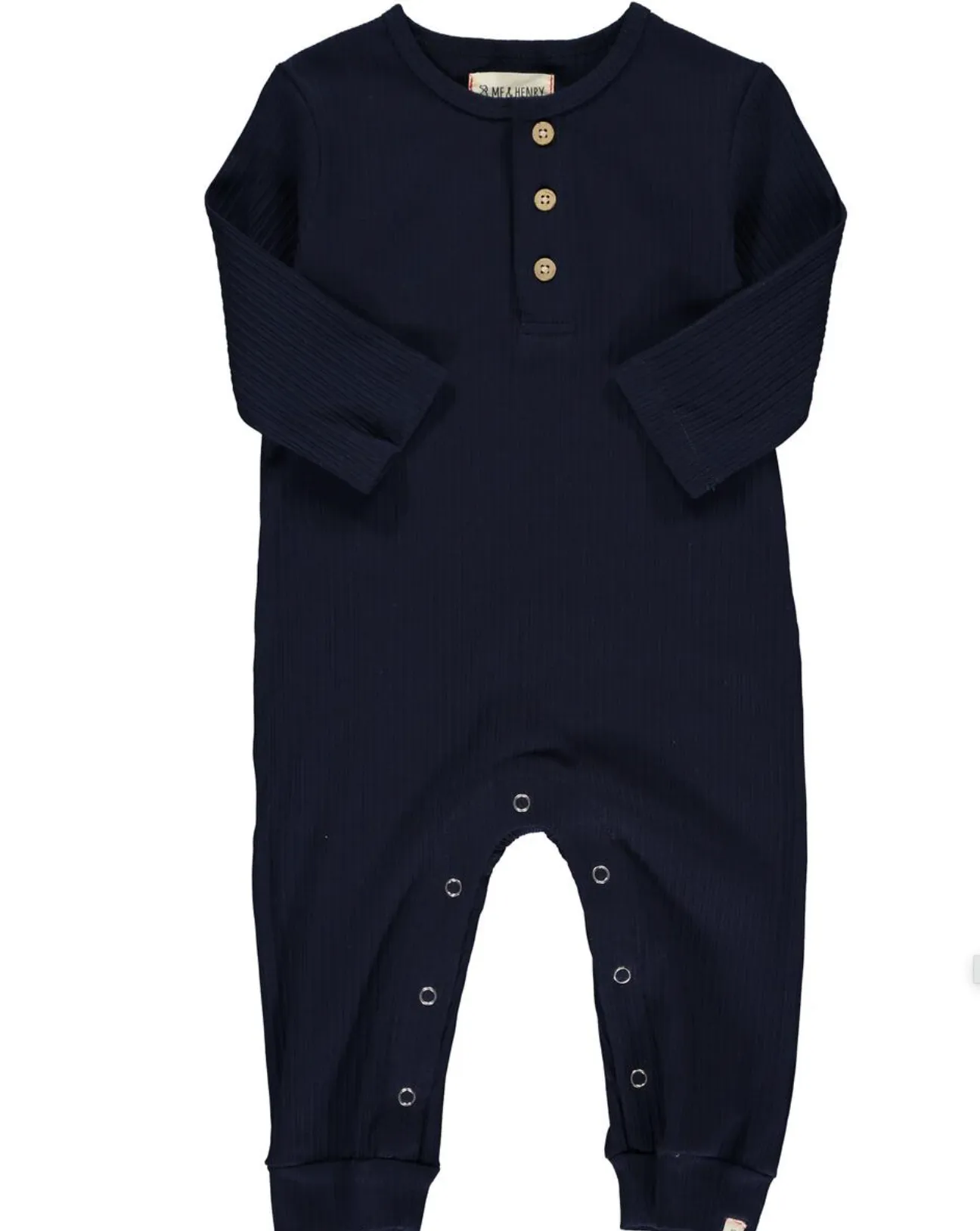 Me & Henry Mason Rib Romper in Navy