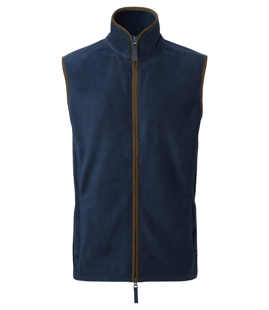 Mens artisan fleece gilet navy/brown Premier