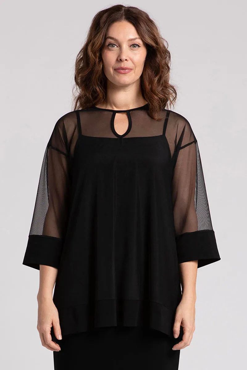 Mesh Keyhole Tunic | Black