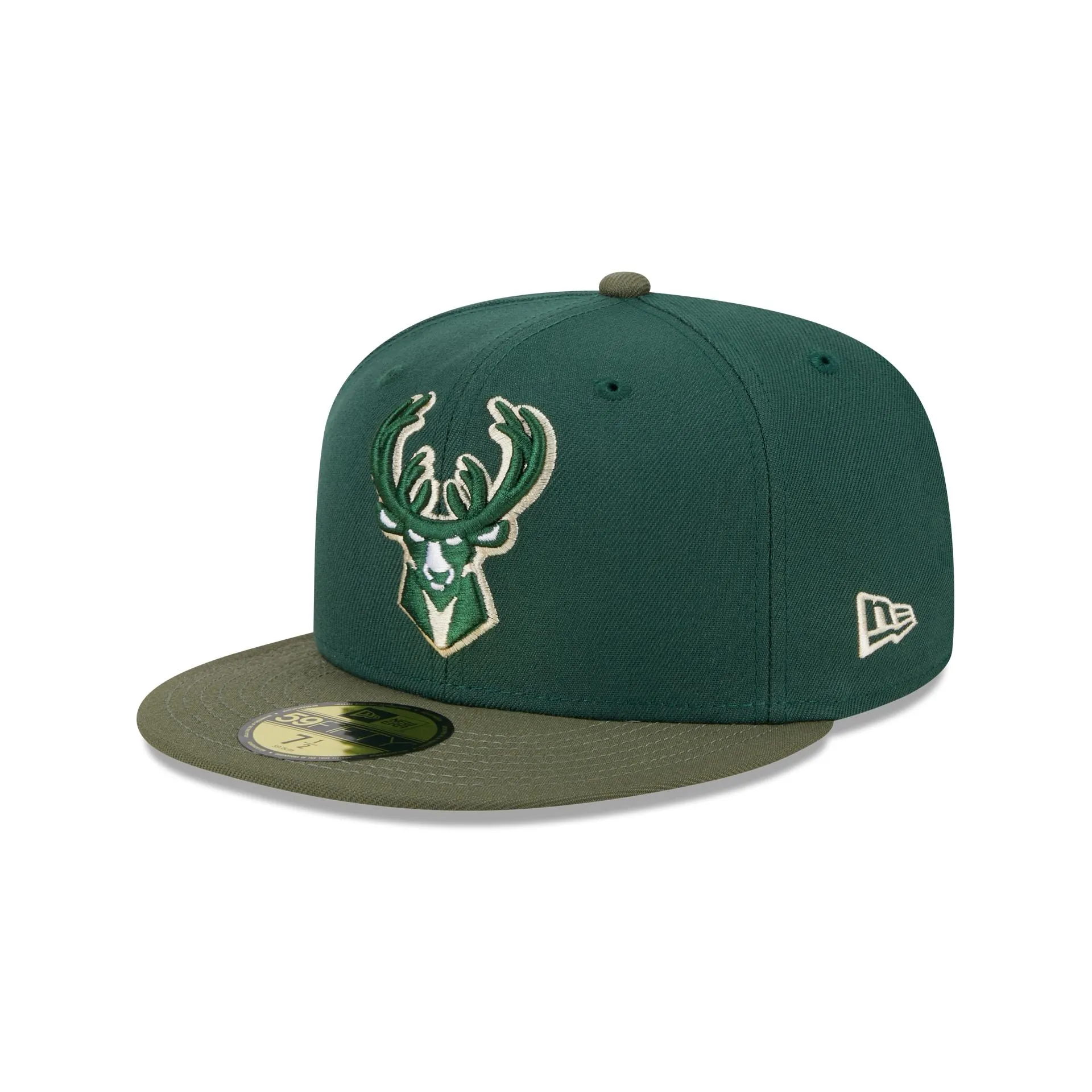 Milwaukee Bucks Olive Visor 59FIFTY Fitted Hat