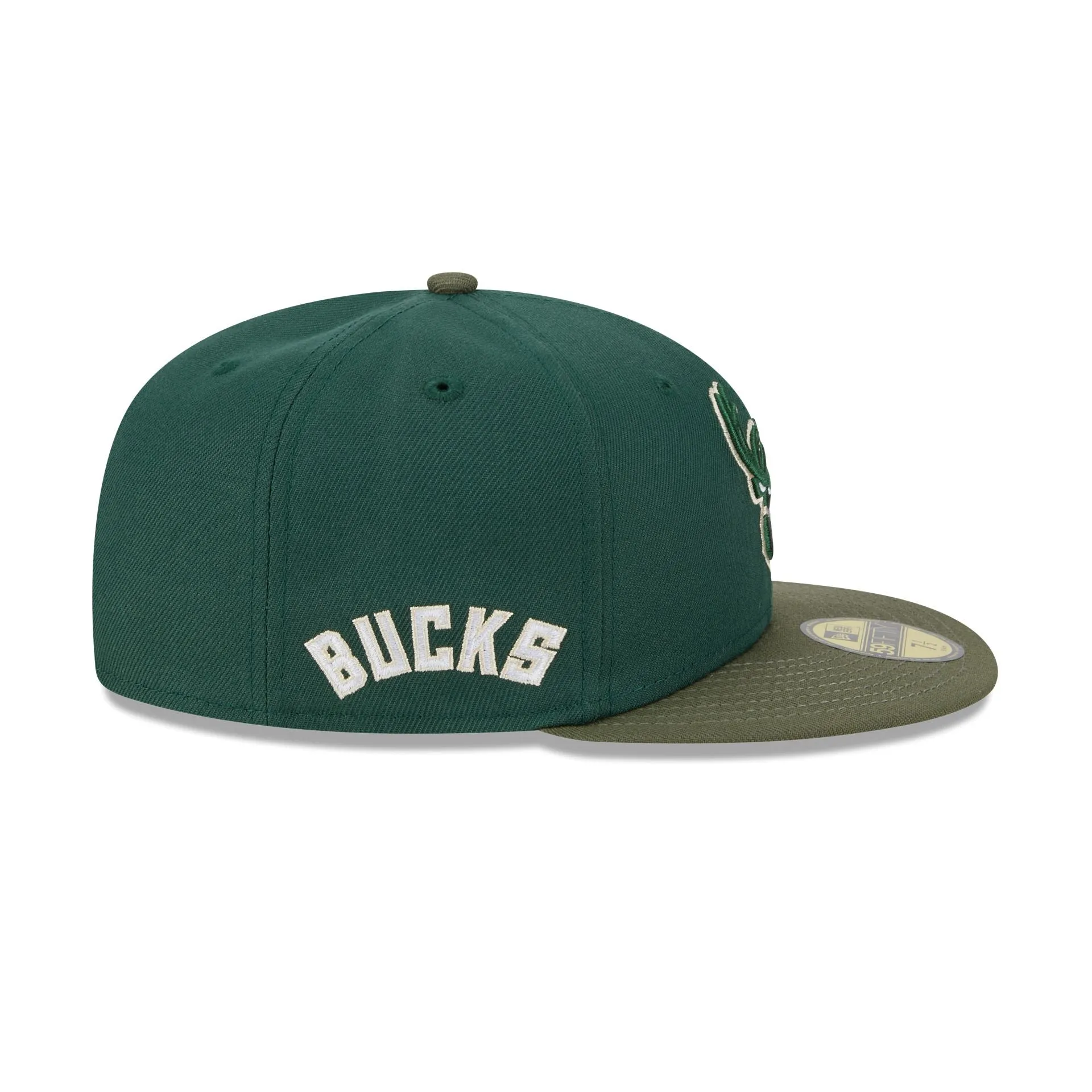 Milwaukee Bucks Olive Visor 59FIFTY Fitted Hat