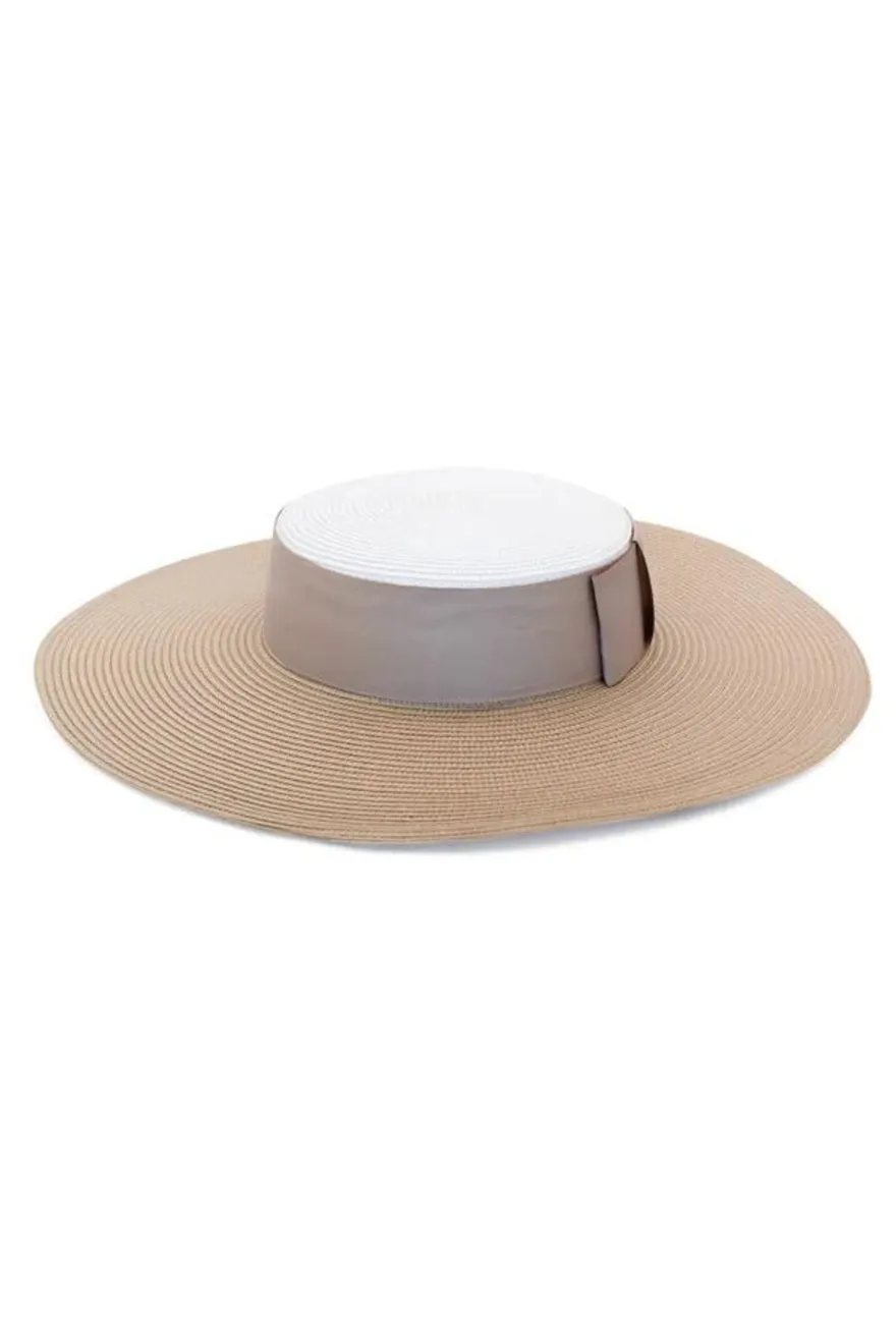 ----Morgan & Taylor   ----Cleopatra Boater Hat (Nude/ White) ---