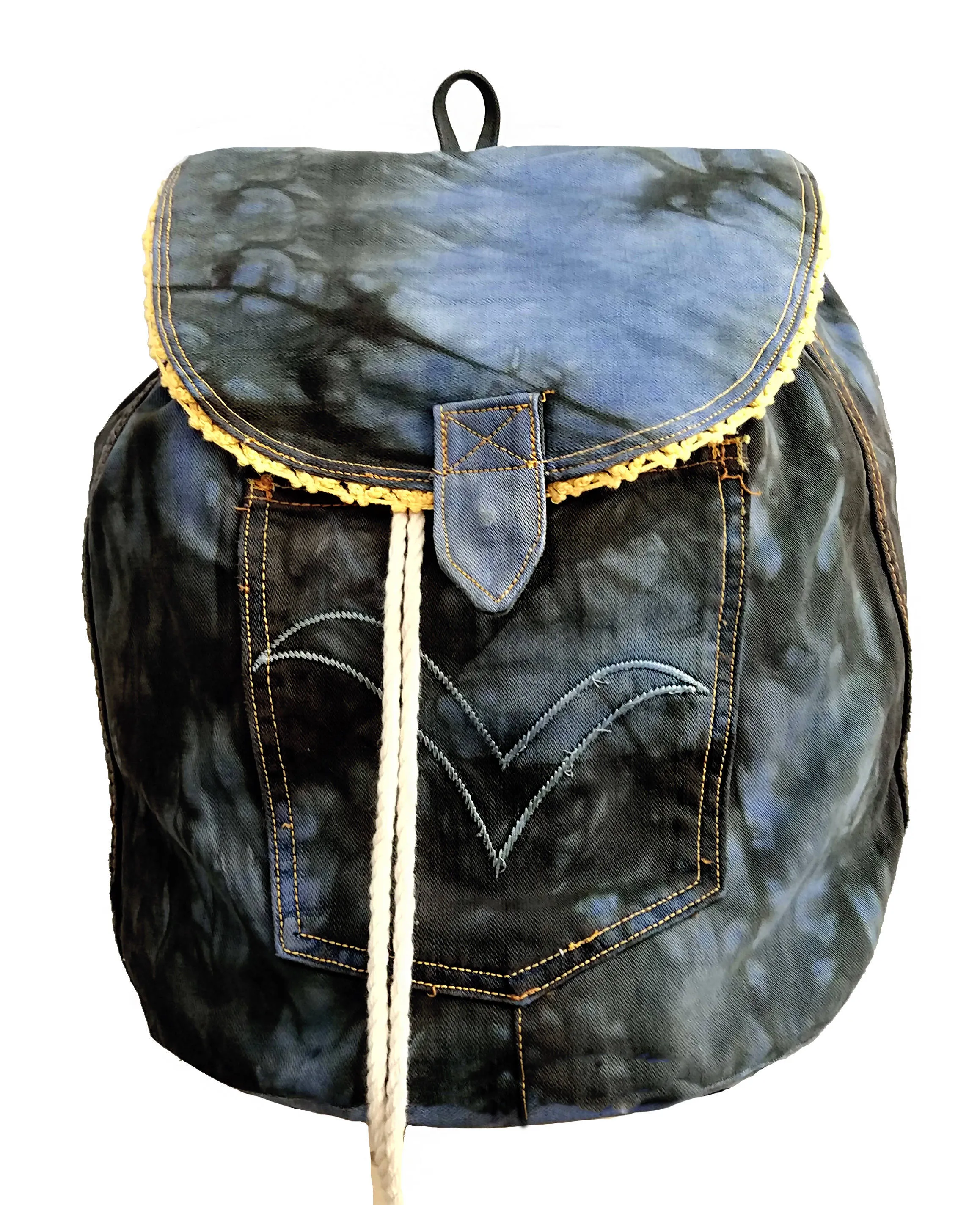 My blue denim backpack daypack jeans bag sustainable clothing | recycled clothing vegan backpack