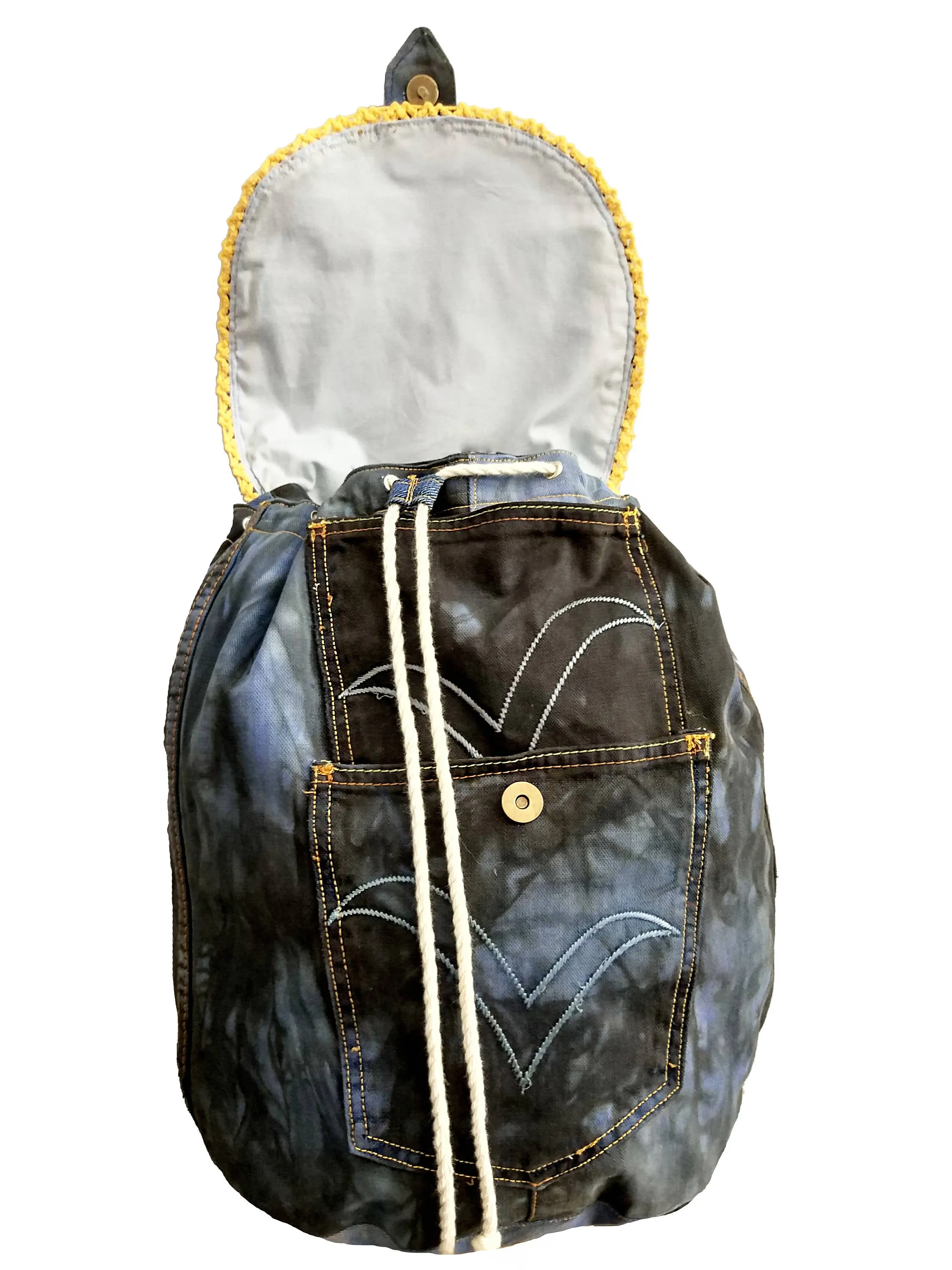 My blue denim backpack daypack jeans bag sustainable clothing | recycled clothing vegan backpack