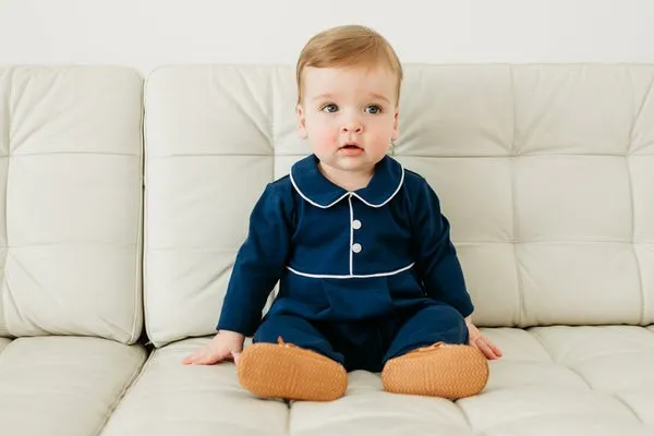 Navy Pima Boys Romper