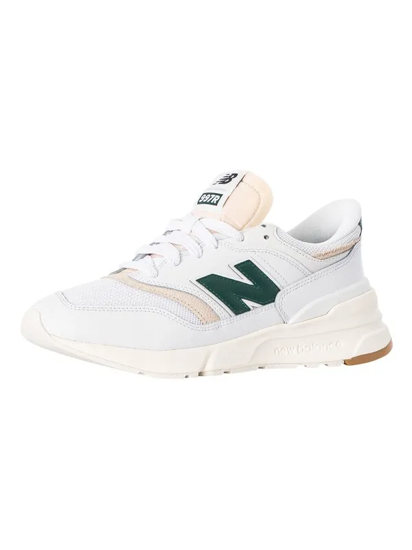 New Balance 997R Leather Trainers - White/Nightwatch Green