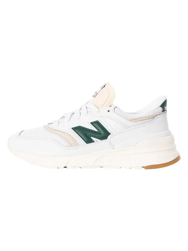 New Balance 997R Leather Trainers - White/Nightwatch Green