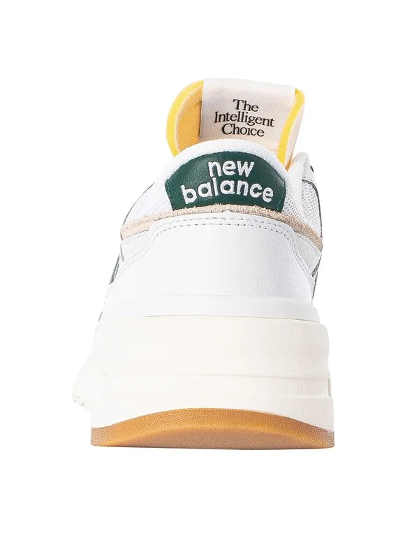 New Balance 997R Leather Trainers - White/Nightwatch Green