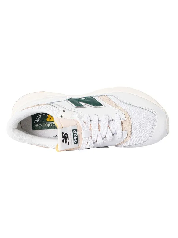 New Balance 997R Leather Trainers - White/Nightwatch Green