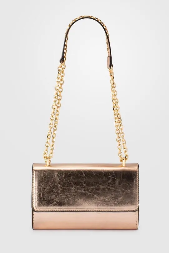 Olga Berg Liliana Foil Shoulder Bag | Champagne