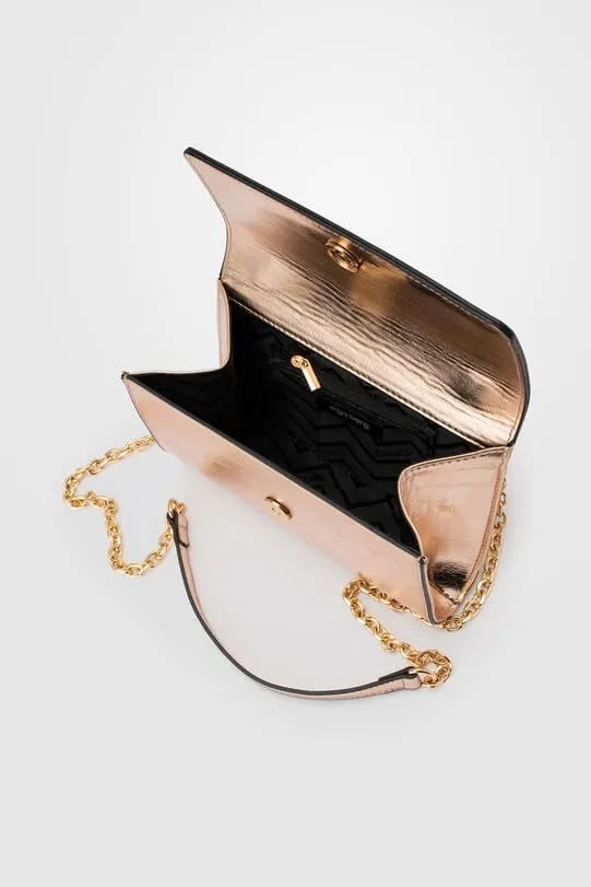 Olga Berg Liliana Foil Shoulder Bag | Champagne