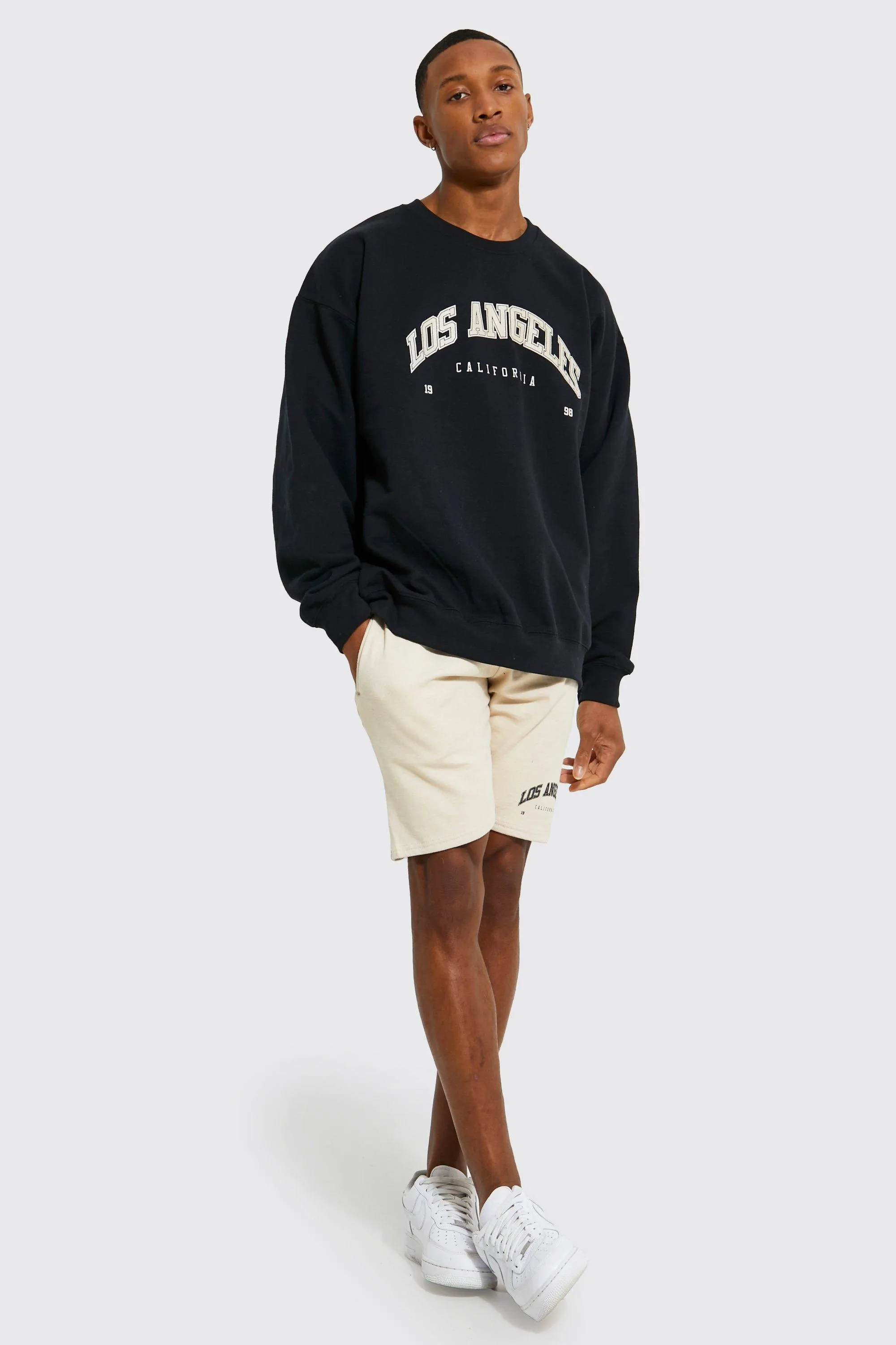 Oversized La Sweatshirt Short Tracksuit | boohooMAN UK