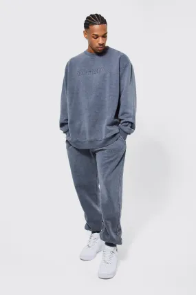 Oversized Official Acid Wash Sweatshirt Tracksuit