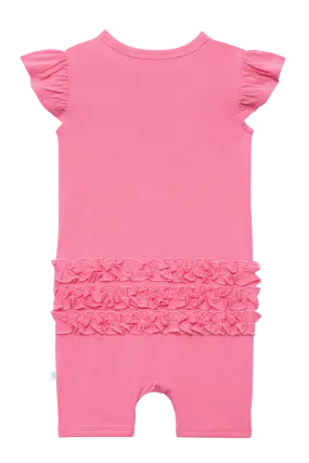 Pink Lemonade Basic Ruffled Capsleeve Short Length Romper