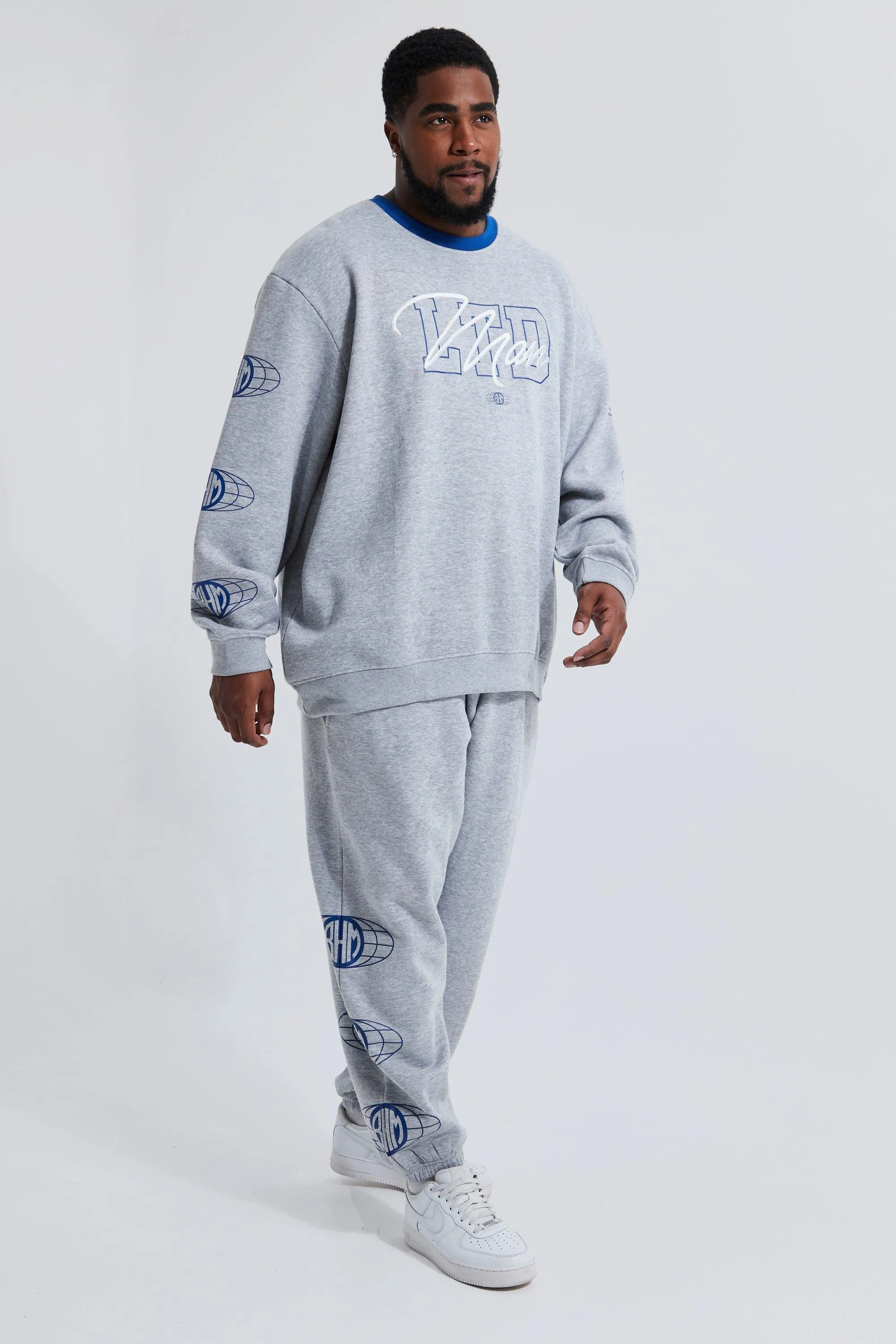 Plus Baggy Fit Ltd Edition Sweat Tracksuit | boohooMAN UK