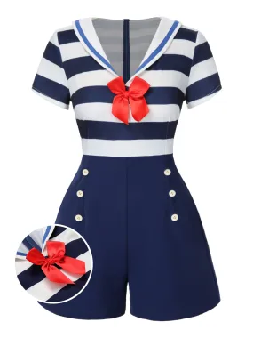 [Pre-Sale] 1950s Stripes Bow Nautical-Inspired Sailor Romper