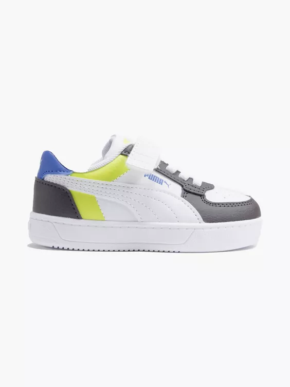 Puma  Infant Boys Puma White/Black/Lime Caven 2.0 AC INF Block Trainers