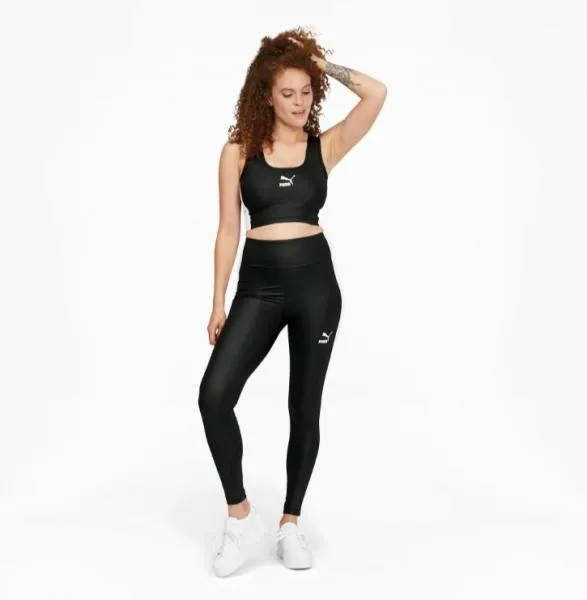 PUMA - Women - T7 Shiny Crop Tank - Black