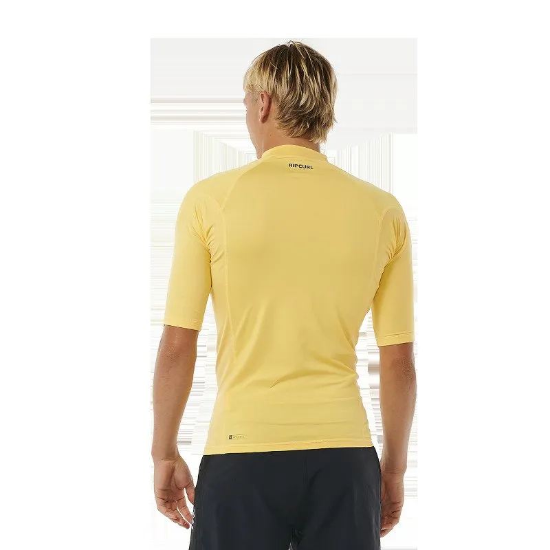 Rip Curl WAVES UPF PERFORMANCE RASH VEST IN YELLOW