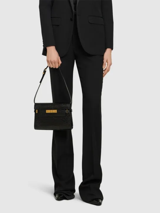 Saint Laurent   Small Manhattan embossed leather bag 