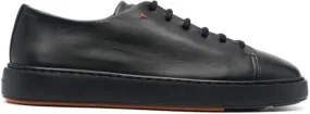 Santoni leather low-top sneakers Black