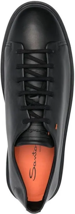 Santoni leather low-top sneakers Black