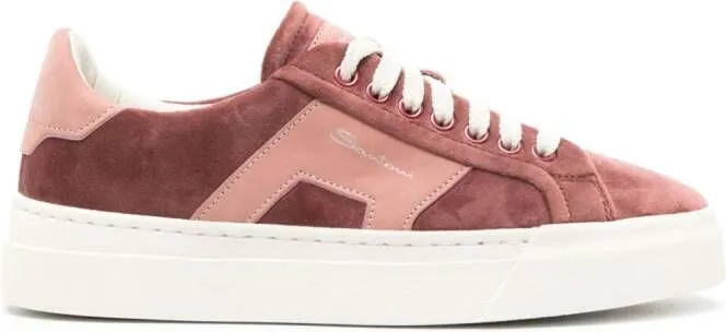 Santoni logo-print suede sneakers Pink