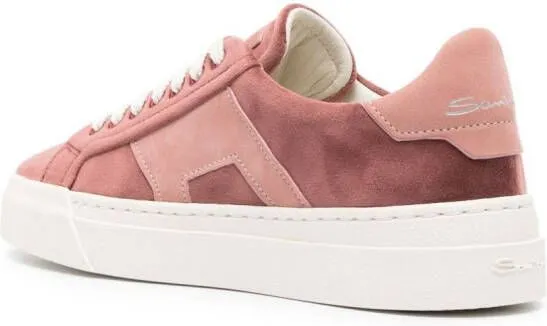 Santoni logo-print suede sneakers Pink