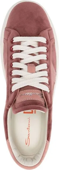 Santoni logo-print suede sneakers Pink