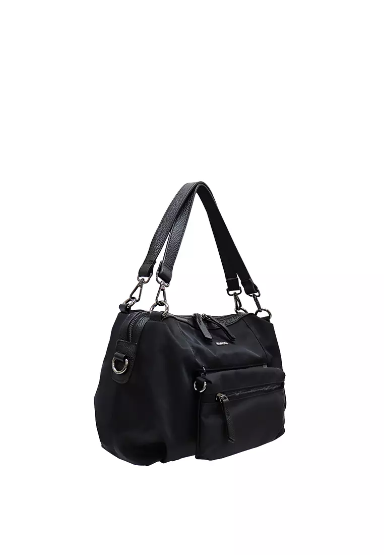 SEMBONIA SEMBONIA NYLON TRIM LEATHER SHOULDER BAG