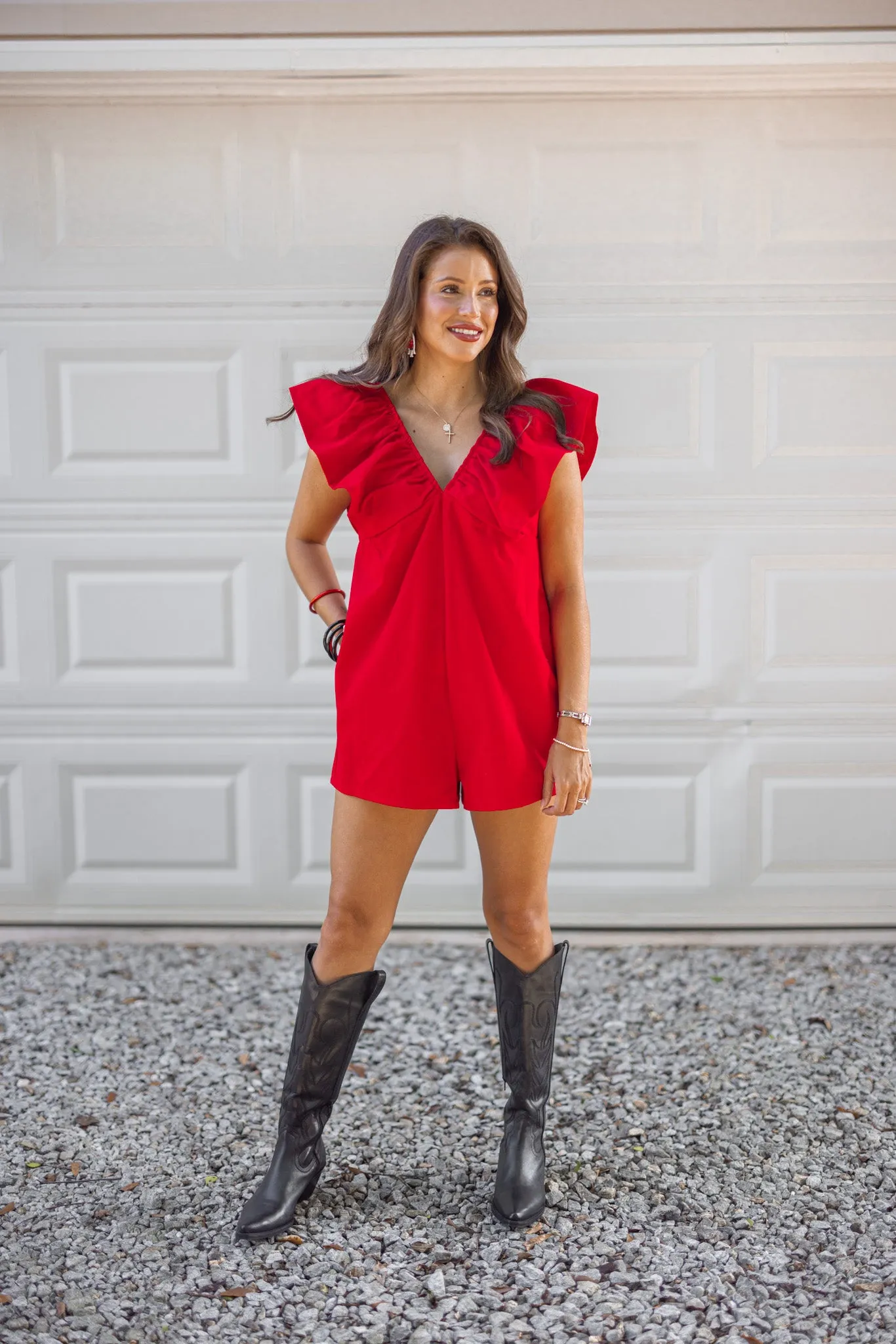 Sizzling Style Red Denim Romper